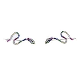 New stylish stud earrings Colourful cz personality viper snake earrings punk fashion animal studs chic exaggerated women Jewellery