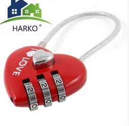 Mini Cute Resetable Combination Padlock Heart Lock 3 Digits Security small suitcase padlock for luggage backpack home
