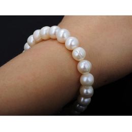 New Fashion Freshwater Pearl Strand Pearl Bracelet Pure White Stretch Bridal Bangle wedding Jewellery bracelets free shipping