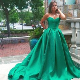 Prom Dresses Simple Elegant Teal Hunter Custom Colours Long Prom Dress Sweetheart Sleeveless Formal Evening Party Gowns with Sweep Train