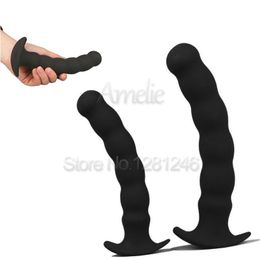 Size S/L Screw Thread Silicone Anal Beads Realistic Dildo Anal Trainer Masturbation Butt Plug Erotic Sex Toy For Woman & Men Gay Y1892803