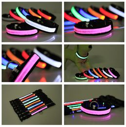 Nylon LED Dog Collar USB Rechargeable Night Pet Flashing Safety Night Glow Dog Cat Collar Led USB Luminous Small Large Dogs Collars