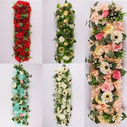 25*100cm Flower Wedding Road Lead Flowers Long Table Centrepieces Flower Arch door lintel silk rose wedding party backdrops decoration