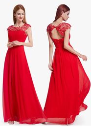 Vestidos De Novia In Stock Bridesmaid Dresses A Line Cap Sleeves Lace Appliqued Chiffon Long Formal Prom Evening Dresses HY4255