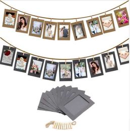 10 Pcs Combination Paper Frame with Clips and 2M Rope 3 Inch Wall Photo Frame DIY Hanging Picture Album Home Decoration NEW