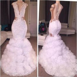 Newest Designer Sexy Lace Mermaid Wedding Dresses Plunging V Neck Puffy Skirt Sexy Criss Cross Backless Bridal Gowns Sweep Train