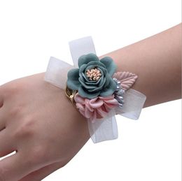 Wholesale wedding supplies bride wrist flower Korean wedding simulation brooch fabric bridesmaid sister hand flower