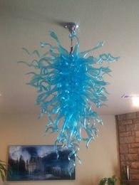 Blue Glass Pendant Lamps Living Room Lights Style Hand Blown Glass Chandelier LED Light Source LED Ceiling Light