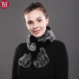 Women 100% Real Rex Rabbit Fur Scarf 2017 Rex Rabbit Fur Worm And Soft Neckerchief Fashion Rabbit Fur Scarves Wholesale Retail S18101904