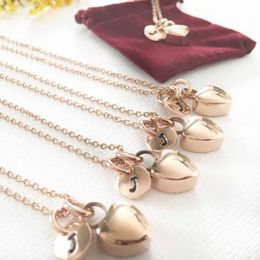 Rose gold heart Pendant Initial Necklace Ash Holder Urn Necklace Cremation Jewelry