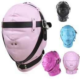 Bondage Faux Leather Hood masque Mask Bondage Sensory Deprivation Cosplay deguisement #E94