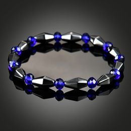 hematite blue gemstone beaded strands bracelet bangle for men women fashion Jewellery bead bracelets maxi statement will and sandy drop ship