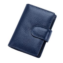 hot sale 4 colors 18 slots fashion new ID bank card RFID handmade cowhide genuine leather pvc business card holder