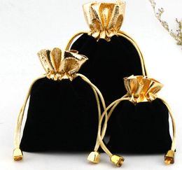 100pcs lot BLACK 7x9cm 9x12cm Velvet Beaded Drawstring Pouches Jewelry Gift Pouch drawstring Bags For Wedding favors,beads