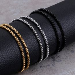3mm Titanium Box Chains Gold/Silver/Black Stainless Steel Long Chain Necklace For Men Fashion Jewellery