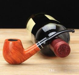 Wholesale - NewBee 10 Tools Kit Briar Wood Bent Smoking Pipe with Dual Silver Ring Decor Acrylic Mouthpiece 9mm Philtre Tobacco Pipe aa0062