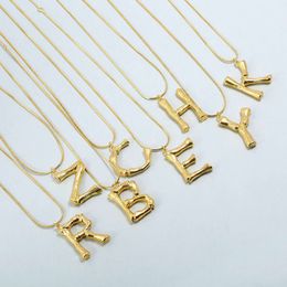 Unisex Men Women Fashion Necklace Yellow Gold Plated 26 Letters Pendant Necklace for Men Women Nice Gift