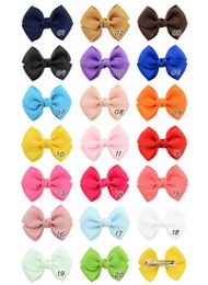 20pcs 3 inch Safety Solid Ribbon Bow Hairclip Sweet Bow Tie Hair Clips Kids Hairpins Hair Accessories HD807