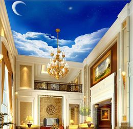 3d Customised wallpaper Home Decoration 3d ceiling murals wallpape Moon white clouds ceiling wallpaper 3d ceiling For Kids Room