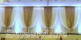 10ft x 20ft White wedding backdrop with gold sequin swags beautiful wedding stage curtain Party Props