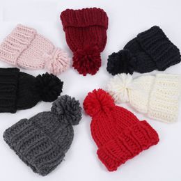 Crochet Winter Knitting wool ball skullies beanies streetwear warm hat cap Women autumn winter beanie hat female 10pcs/lot