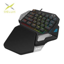 Delux T9X Single-handed Mechanical Gaming Keypad fully programmable USB wired keyboards with RGB backlight for PUBG LOL E-Sports