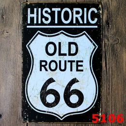 100pcs Route 66 Design Vintage Style Iron Painting For Living Room Creative Decoration Tin Poster Create Atmosphere Tins Sign 20*30cm H401