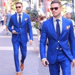 Brand New Royal Blue Men Wedding Tuxedos High Quality Groom Tuxedos Notch Lapel Two Button Men Blazer 2 Piece Suit(Jacket+Pants+Tie) 615
