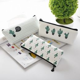 Cactus Pencil Case Kawaii Canvas zipper Stationery Estuches School Cute Pencil Box Pen Bags Pouch Pocket Coin purse SN1766