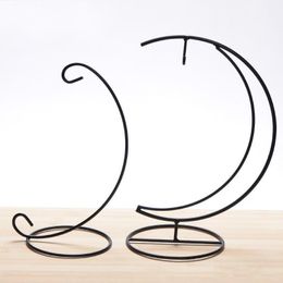 Sturdy Metal Iron Stand Practical Moon Shape Hanging Display Rack Glass Globe Air Plant Terrarium Holder Top Quality 3 5dd BB