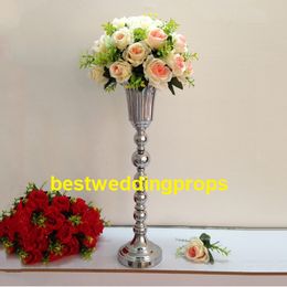 elegant Tall New Arrival ! Gold Metal Vase, Flower bowl centerpieces, sliver mental iron Trumpet Vase For Decoration best0180