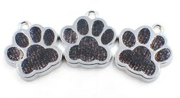 20pcs/lot rhinestones dog paw print footprints hang pendant charms fit for diy keychains key ring necklace fashion jewelrys
