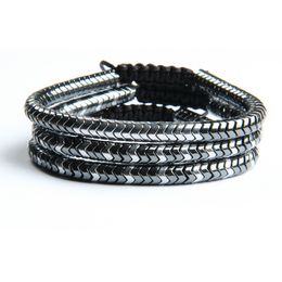 New Men Bracelet 6mm Natural Hematite Snake Macrame Bracelets Wholesale 10pcs/lot Hot Sale Jewellery For Cool Men