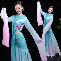 New National dance clothing Chinese ancient style banquet stage wear long sleeve Oriental Dance Costumes Women carnival Dance Costume