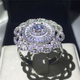 2018 fashion luxury flower ring, 5A zircon CZ 925 sterling silver the man's wife's engagement anniversary gift.