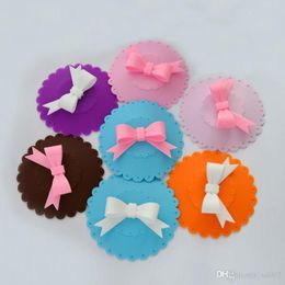 10.5cm Silicone Cup Cover Lovely With Bow Drinkware Safety Lid Flowers Shape Silica Gel Covers Dust Proof 1 45cb BB