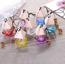 Empty Refillable Hanging Cute Glass Air Freshener Bottle with Beautiful Wood Cap Car Perfume Container Free Shipping LX3781