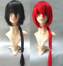 High Quality Anime Ranma 1/2 Saotome Ranma Wigs Red Black Heat Resistant Synthetic Hair Long Braided Cosplay Wig + Wig Cap