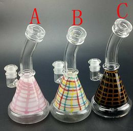 3 Colour Beaker Glass Bong Water Pipe Hookahs 20CM Tall 3mm Thick Build Unique Dab Rigs with 14MM Joint