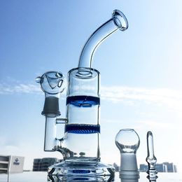 Clear Hookahs Perc Oil Dab Rig Disc Perc Glass Bongs 18mm male Joint Hand Pipe Water Pipes 10 Inch Turbine Perc with Bowl WP101