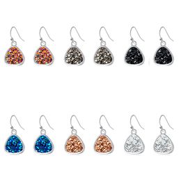 New Styles Druzy Drusy earrings 6colors Irregular triangle resin natural stone dangle earrings for women Jewellery