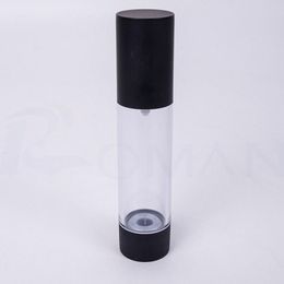 30ml Classic Black Vacuum Airless Pump Bottle Cosmetic Essence Oil Lotion Packaging Refillable Bottle LX1247