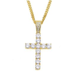 Men Women Hip Hop Cross Pendant Necklace Fully Cubic Zirconia Rhinestone Necklace 24" 24inch Cuba Chain 18K Gold Silver Plated Jewelry