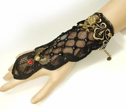 Hot style Halloween collection vintage hand decorated skull wings black lace lady bracelet stylish classic elegance