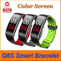 Q8S IPS Colour Screen Smart Bracelet Blood Pressure Fitness Tracker Smart Wristband Heart Rate Monitor Waterproof Watch + retail box DHL 20pc