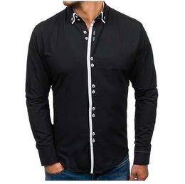 Men Shirt Brand Male Long Sleeve Shirts Casual Solid Multi-Button Hit Colour Slim Fit Dress Shirts Mens Hawaiian XXXL