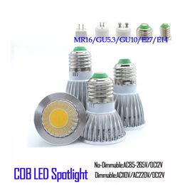 LED Lights 9 W 12W 15W COB GU10 GU5.3 E27 E14 MR16 Ściemniany LED Lampa Lampa Lampa żarówki DC12V AC110V 220V