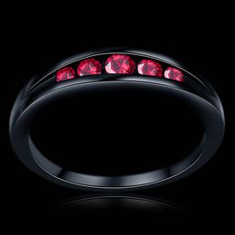 simple never fading 18K black gold plated red Clear CZ stone Finger Ring for Women Wedding tail Ring 006