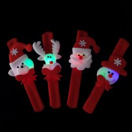 Luminous Christmas pop ring bracelet LED lamp elderly snowman wrist party gifts cartoon Led Rave Toy)