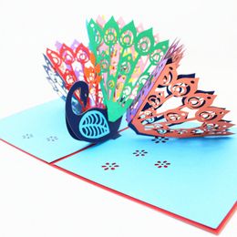 Peacock birthday wedding gift cards party decorations lovers kids greeting cards birthday Anniversary gift party favors 3D pop up cards